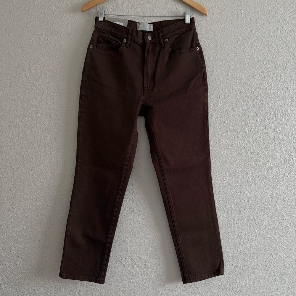 Everlane brown original cheeky high rise straight cropped jeans size 28